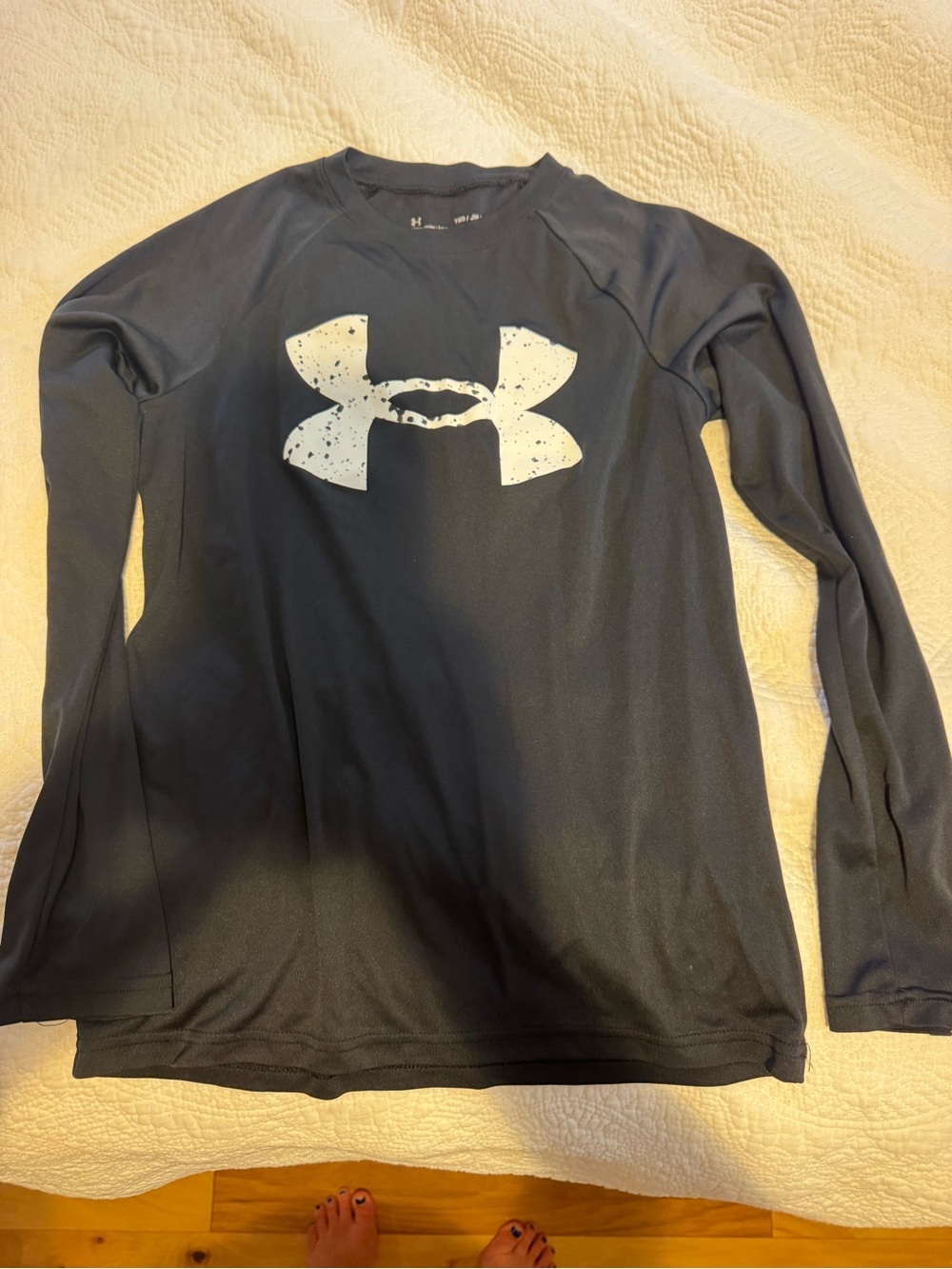 Under Armour Black Long Sleeve Logo Tee with White Graphic YMD